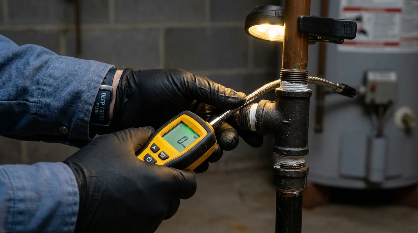 Gas leak detection with electronic sniffer by Johns Plumbing LLC in Wedgefield