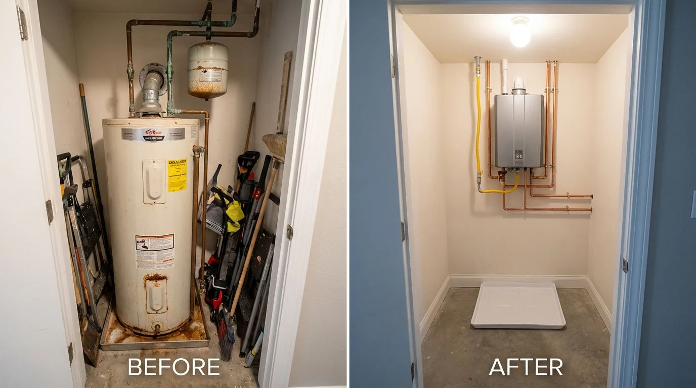 Tank water heater versus wall-mounted tankless unit comparison for Wedgefield, SC homeowners