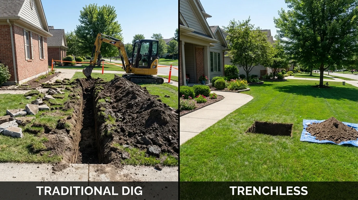 Trenchless sewer repair with minimal yard damage versus traditional excavation in Wedgefield, SC